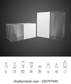 Realistic white Package Cardboard Box Opened. For Software, electronic device and other products. Vector illustration