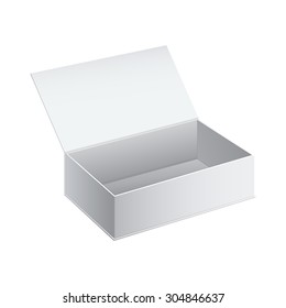 Realistic White Package Cardboard Box. For Software, electronic device and other products. Vector illustration.