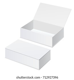 Conjunto de caja de cartón blanco realista. Para software, dispositivo electrónico y otros productos. Ilustración vectorial.