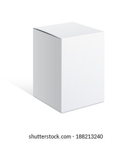 Realistic White Package carton Box. For Software, electronic device and other products. Vector illustration.