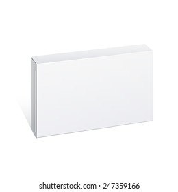 Realistic  White Package Thin Cardboard Box. For Any Product. Vector Illustration