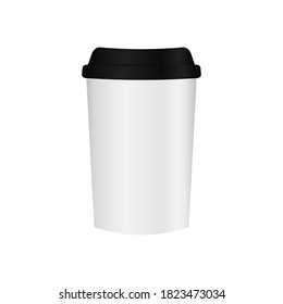Realistic white paper coffee cup. Coffee to go blank. Vector illustration isolated on white background.