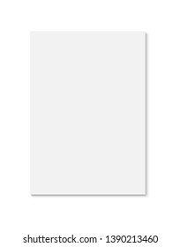 Realistic white paper sheet isolated. Single copybook sheet with shadow on white background. Vector template for your design.