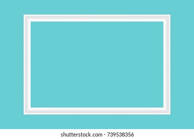 Realistic White Picture Frame Isolated On Wall Background. Vector Illustration