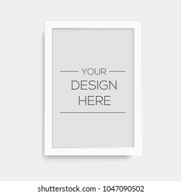Realistic white picture frame. Vector
