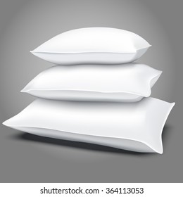 Realistic white pillows, vector