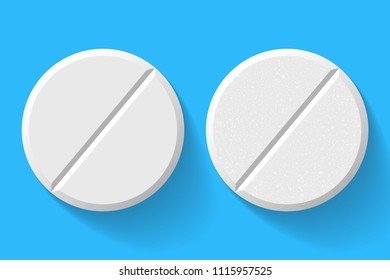 Realistic White Pills and Tablets Isolated on Background. Vector illustration of Pharmaceutical