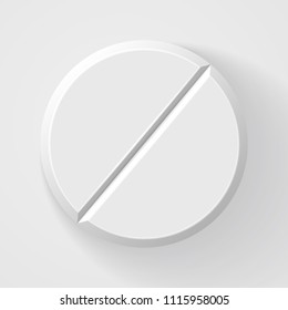Realistic White Pills and Tablets Isolated on Background. Vector illustration of Pharmaceutical