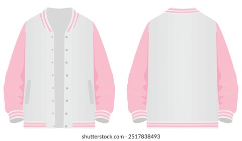 Chaqueta de béisbol blanca y rosa realista, Vector