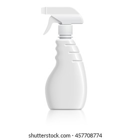 Realistic White Plastic bottle can Spray Pistol. Object, shadow, and reflection on separate layers. Vector illustration