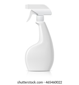 Realistic White Plastic bottle can Spray Pistol. Object, shadow, and reflection on separate layers. Vector illustration