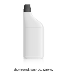 Realistic white Plastic Bottle for Toilet Cleaning Gel. Object, shadow, and reflection on separate layers. Vector illustration