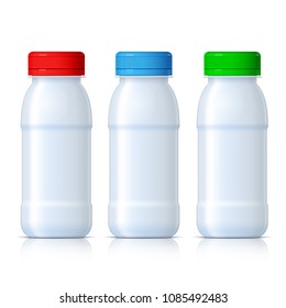 Realistic White Plastic Bottles Red Green Stock Vector (Royalty Free ...