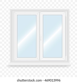 Realistic white plastic window. Vector illustration.