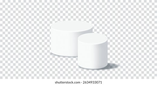 Realistic white platforms for modern device showcase. Vector illustration isolated on transparent background