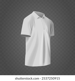 Realista Branco Polo Camisa maquete ângulo View Exibindo textura de tecido cristalino no fundo transparente