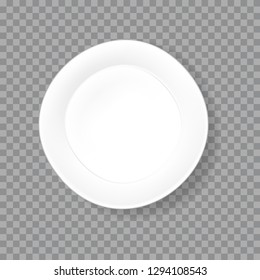Realistic White porcelain dish, white plate isolated on transparent background, vector illustration