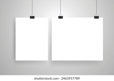 Realistic White Poster Hanging Vector Mock-Up, collage,collage templates,birthday collage,collage art