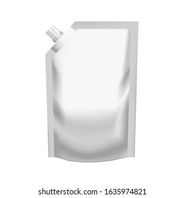 Realistic white pouch doypack with side spout