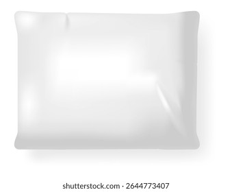 Realistic white rectangular pillow casting a subtle shadow on a clean white background, providing a simple yet effective visual for comfort, rest, and sleep related themes
