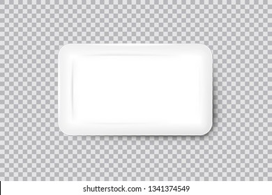 Realistic white rectangular plate with shadow isolated on transparent background