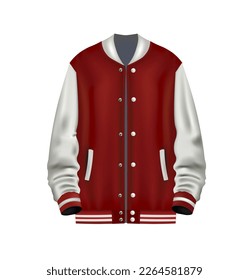 Chaqueta de béisbol rojo y blanco realista, vector