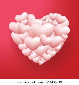 Realistic White Romantic Valentine Hearts