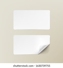 Realistic White Round Corner Paper Adhesive Cards. EPS10 Vector