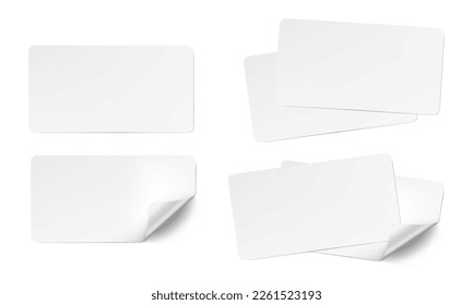 Realistic White Round Corner Paper Adhesive Cards. EPS10 Vector