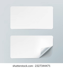 Realistic White Round Corner Paper Adhesive Cards. EPS10 Vector