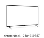 Realistic white screen LED TV television from angled view