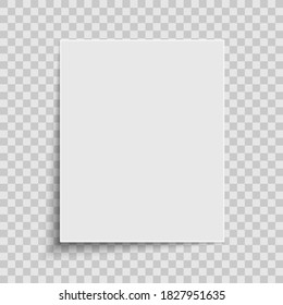 Realistic white sheet of paper isolated on a transparent background. Element for your design or notes. Vector illustration. EPS 10