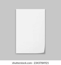 Realistic White Single Sheet Of Paper With Shadow. EPS10 Vector