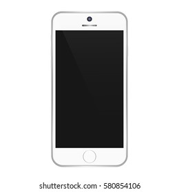 Realistic White smartphone with black screen on white background. Smartphone vector eps10. Mobile phone  smartphone front view vector eps10.