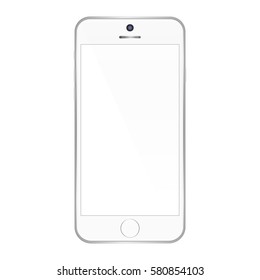 Teléfono inteligente blanco realista con pantalla blanca en el vector de fondo blanco eps10. signo de teléfono móvil inteligente para diseño web.