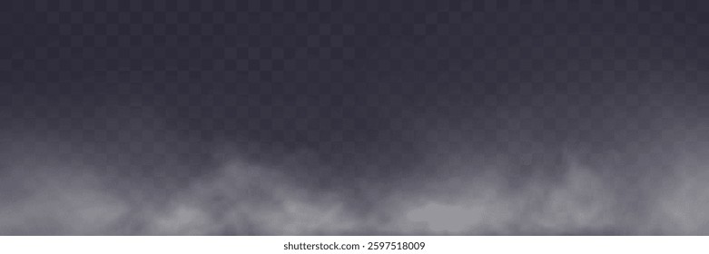 Realistic white smoke on transparent background with soft swirling effect, misty fog, airy vapor, atmospheric haze, drifting smog, subtle steam, floating cloud, delicate fumes.	