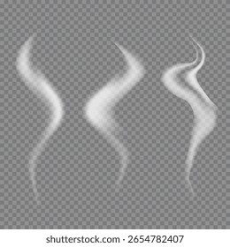 Humo blanco realista sobre fondo transparente. Ideal para usar en empaques de café, diseños de cocina o Elementos espeluznantes de Halloween. Estilo PNG de Alta resolución 