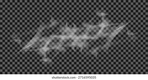 Un efecto realista de humo blanco o vapor sobre un fondo transparente proporciona un elemento de diseño versátil Vector EPS