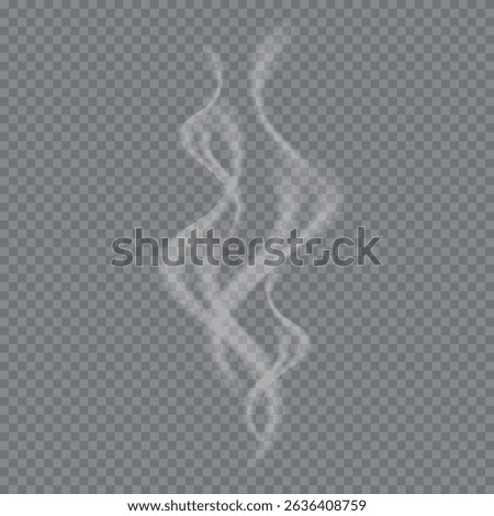 Realistic white smoke vector with soft flowing shapes on transparent background. Ideal for adding atmospheric, dreamy effects to graphic design, illustrations, web projects, and creative artwork.