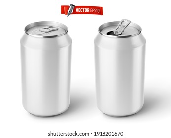 Realistic white soda cans on white background, vector