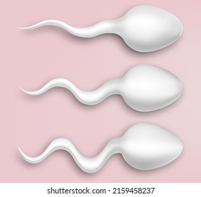 Esperma blanca realista. Concepto de FIV y fertilización. Ilustración vectorial. Eps 10.
