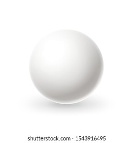 Realistic white sphere. Blank white circle with reflections. Vector billiard, snooker or pool ball for sport design. Snooker, pool game design.