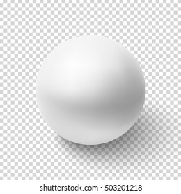 Realistic white sphere isolated on transparent background. Vector illustration.