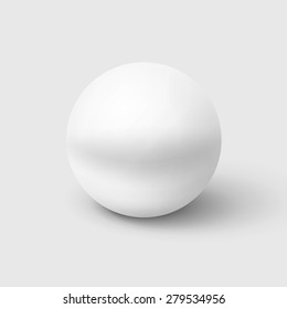 Realistic white sphere on white background. Vector illustration. Isolated sphere.