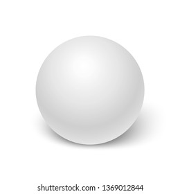 Realistic white sphere with shadow isolated on white background. 3d ball or orb. Mock up template for your design. Concept for advertising or presentation. Vector illustration
