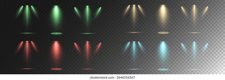 Realistic White Spotlight Beam on Transparent Background