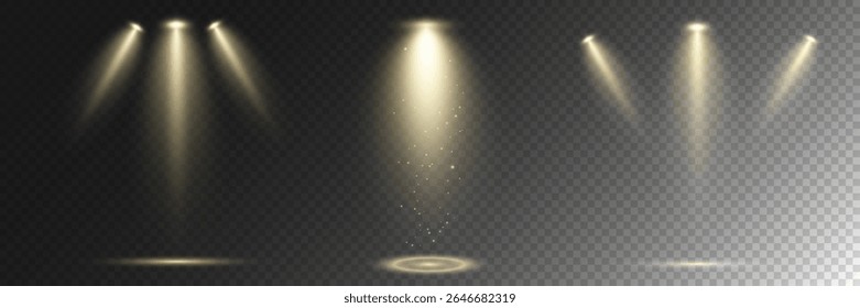 Realistic White Spotlight Beam on Transparent Background