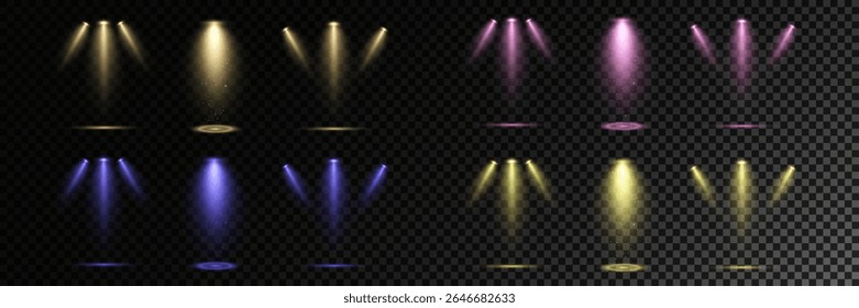 Realistischer weißer Spotlight-Strahl auf transparentem Hintergrund