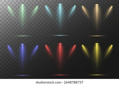 Realistic White Spotlight Beam on Transparent Background