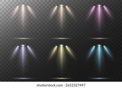 Realista White Spotlight Beam em fundo transparente